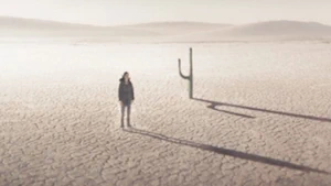 A screencap of the desert from 'Scott Pilgrim vs. the World'